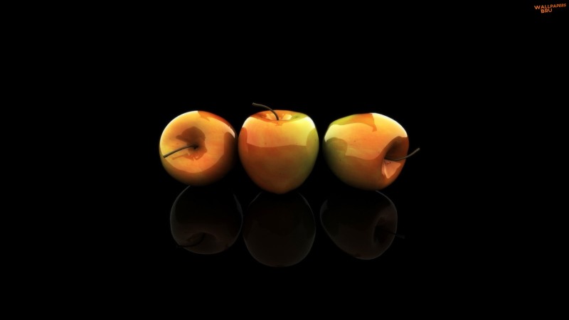 3d three apples 1920x1080