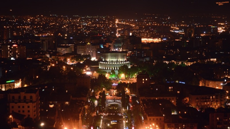 Armenia yerevan at night 1600x900 HD