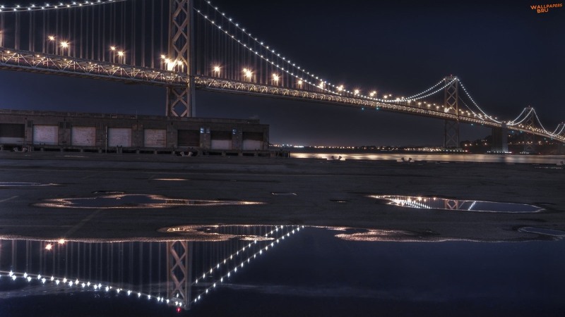 Bay bridge at night 1600x900 HD