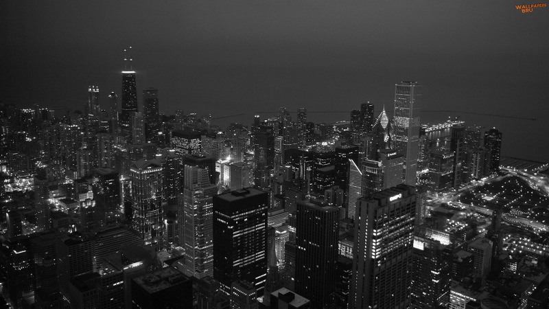 Black and white city 1600x900 HD