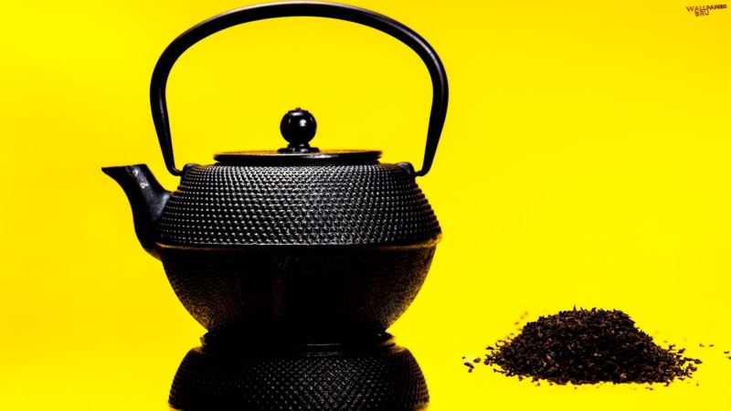 Black cast iron teapot 1920x1080 HD