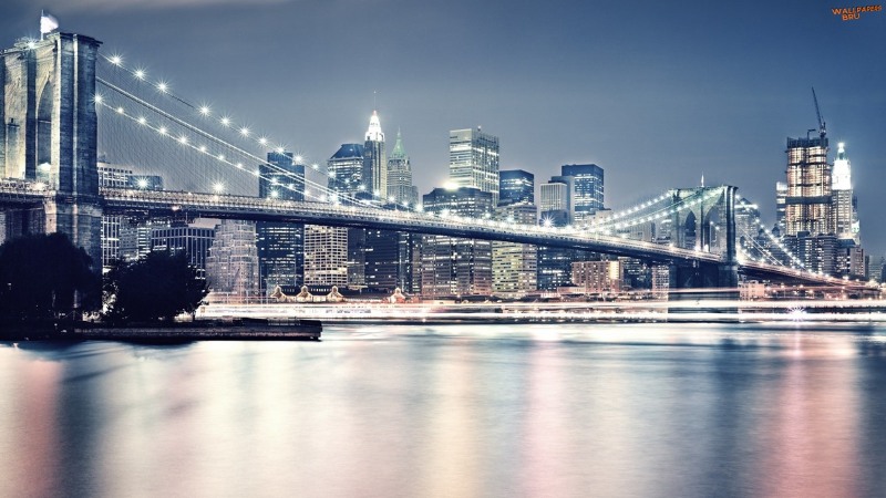 Brooklyn bridge at night 3 1600x900 HD