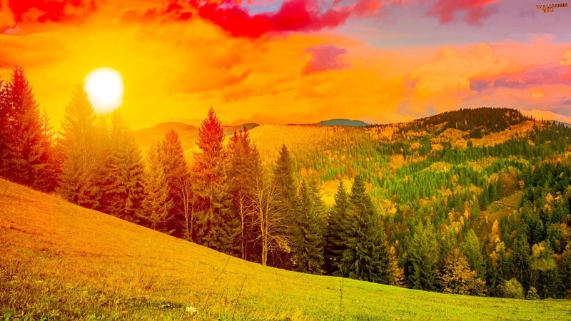 Colorful sunrise mountain landscape 1600x900 HD