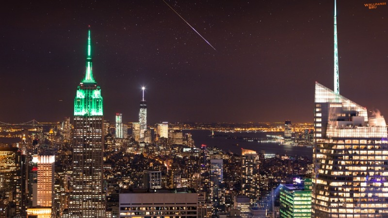 New york city night sky shooting star 1920x1080 HD