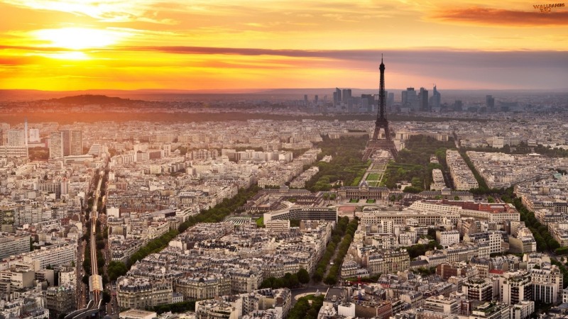 Paris panorama sunset 1920x1080