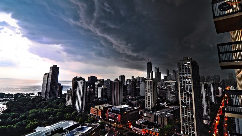 Storm clouds over chicago 1600x900 HD