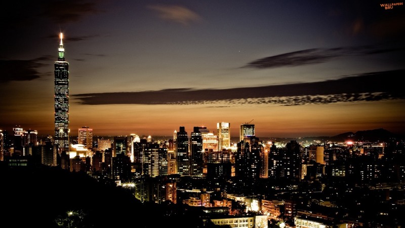Taipei 101 at night 1600x900 HD