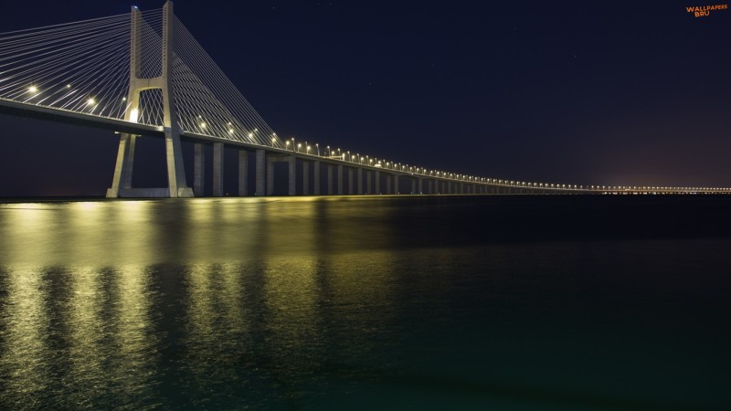 Vasco da gama bridge at night 1920x1080 HD