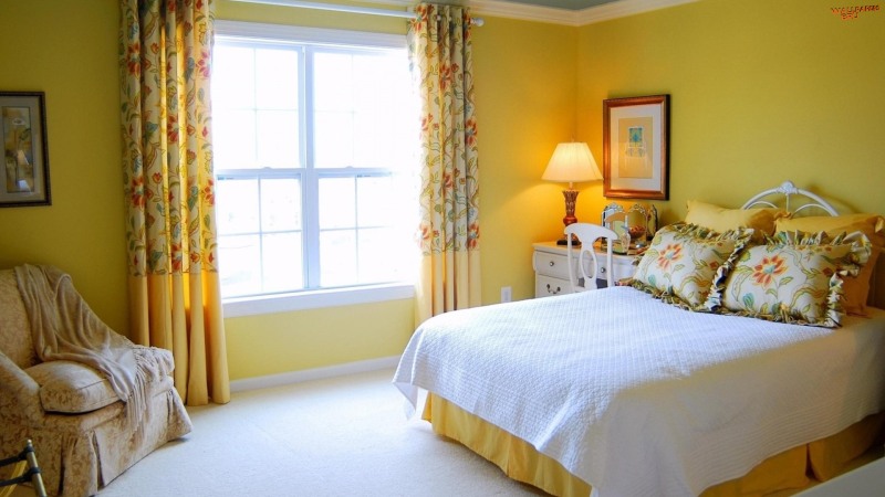 Yellow bedroom design 1920x1080 HD