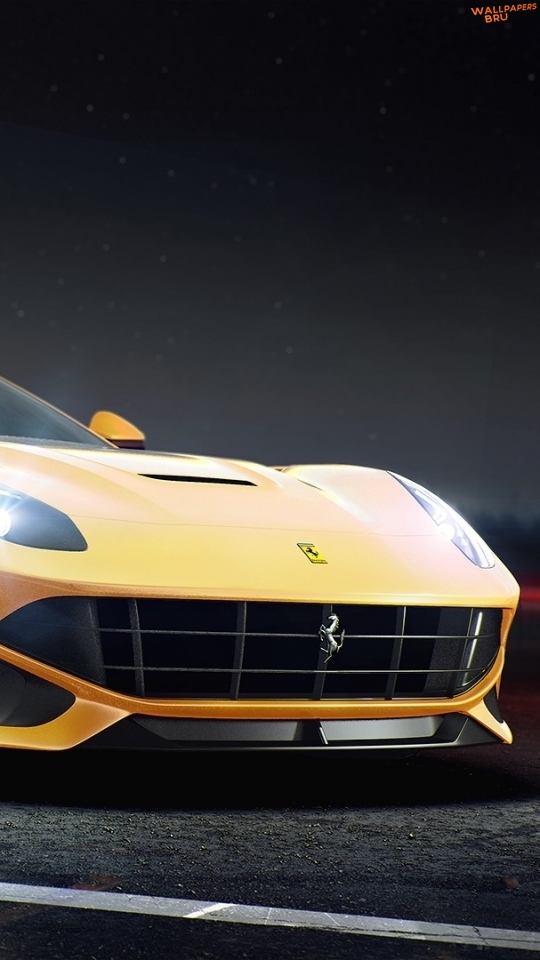 Ferrari f berlinetta yellow side view