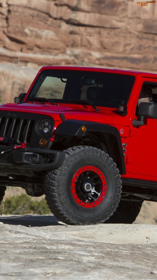 Jeep wrangler red side view