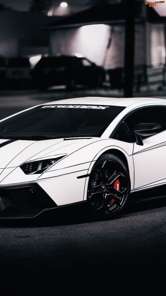 Lamborghini aventador lp white side view tron tuning